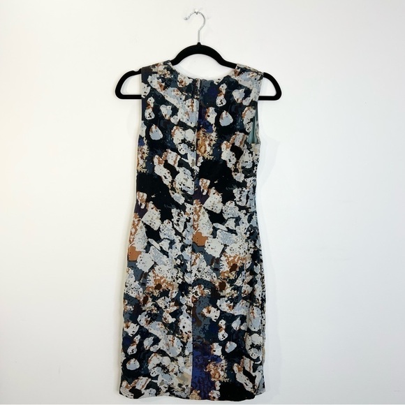 Andrew Marc blue floral silk blend sleeveless sheath dress 4 - Picture 5 of 12